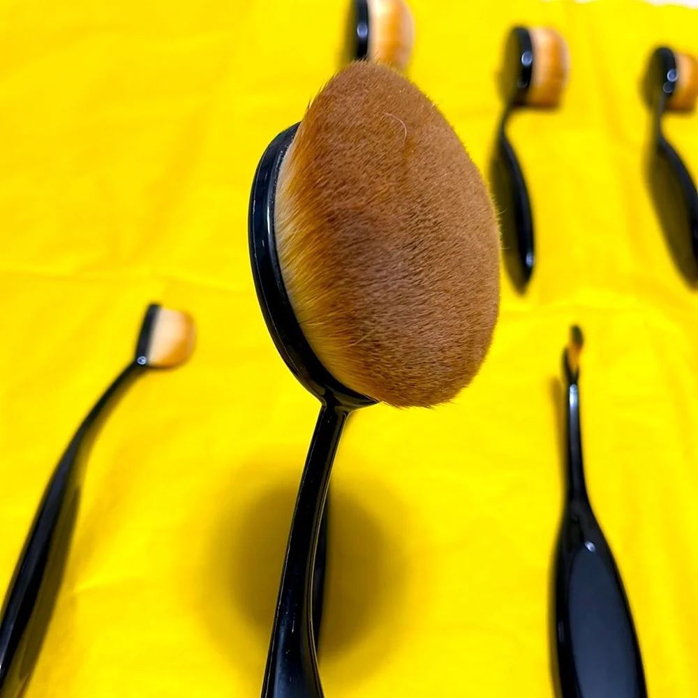 10 PIECE SUPER SOFT SYNTHETIC HAIR MAKEUP BRUSH SET WITH BLACK HANDLES
